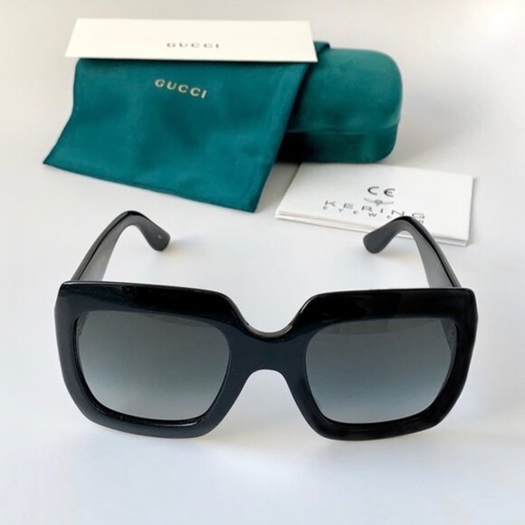 NWT Gucci Square GG0053SN 001 Black/Gold Sunglasses - Picture 7 of 14